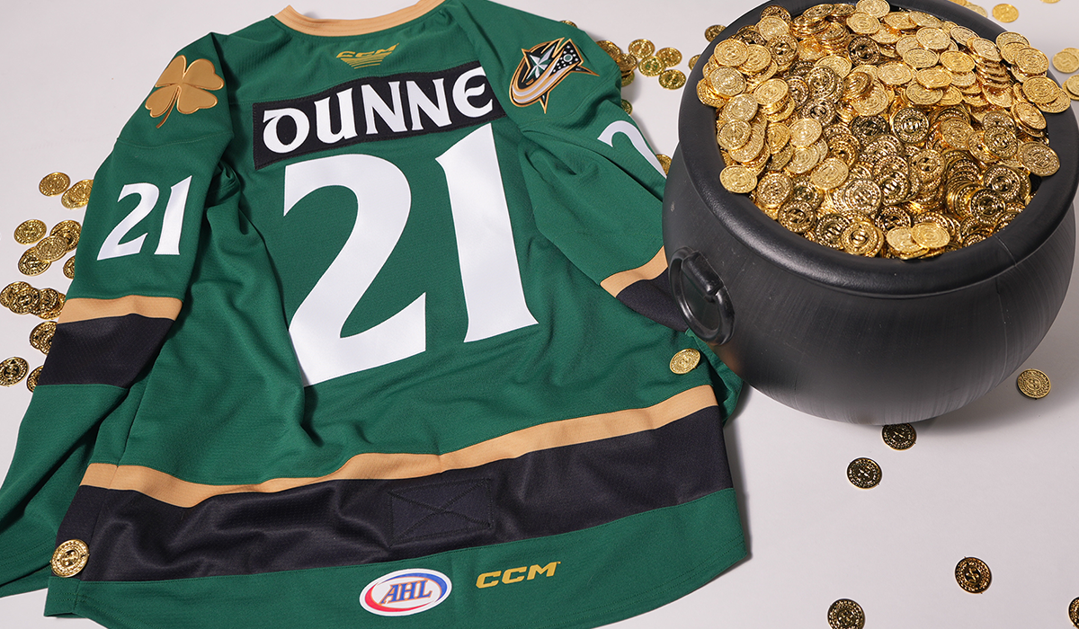 Monsters Black and Blue Hockey turns green with themed jerseys for St. Patrick s Day Cleveland Monsters